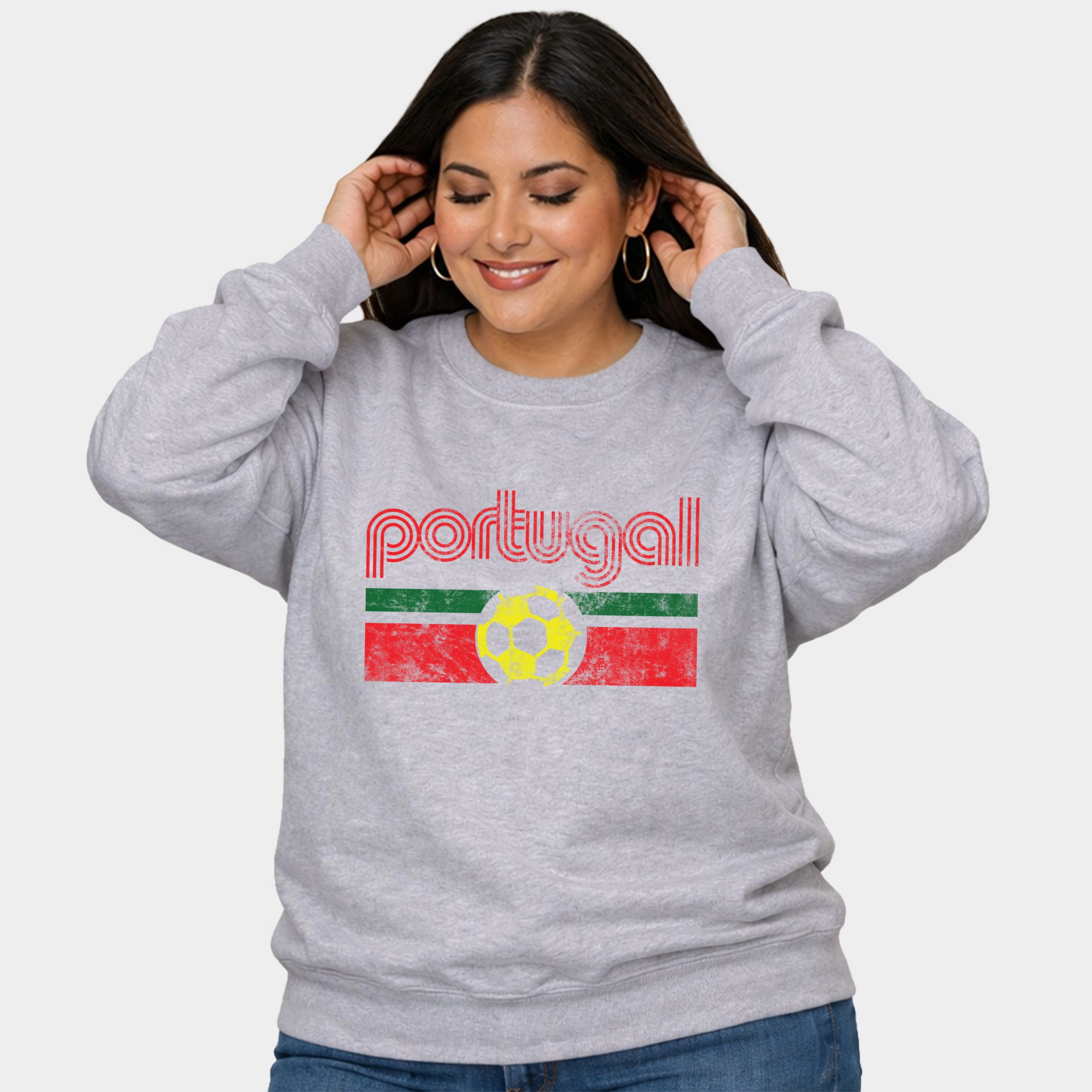 Simply Sage Market -  Women's Plus Sized Graphic Sweatshirt Portugal Soccer Flag