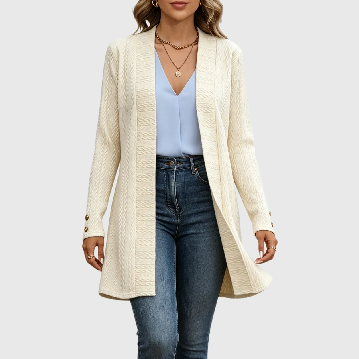 YesFashion Women's Cardigan Casual Dressy Open Front Long Sleeve Knit Sweaters