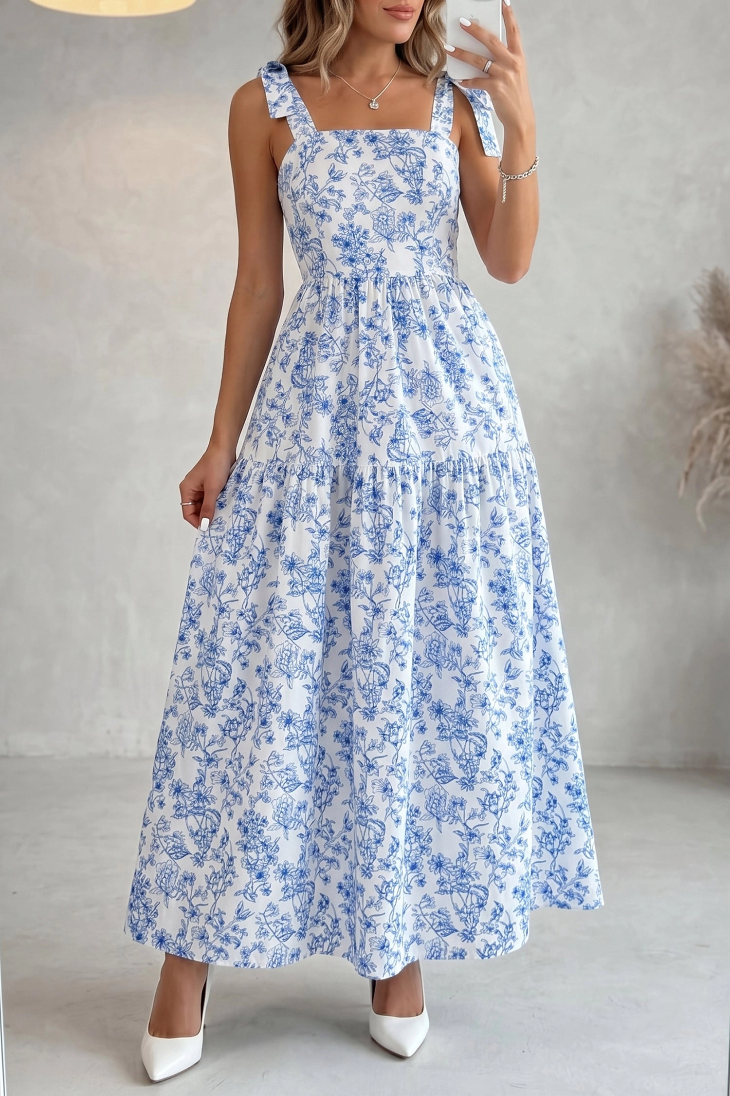 Threaded Pear Megan Waist Flared Maxi Dress