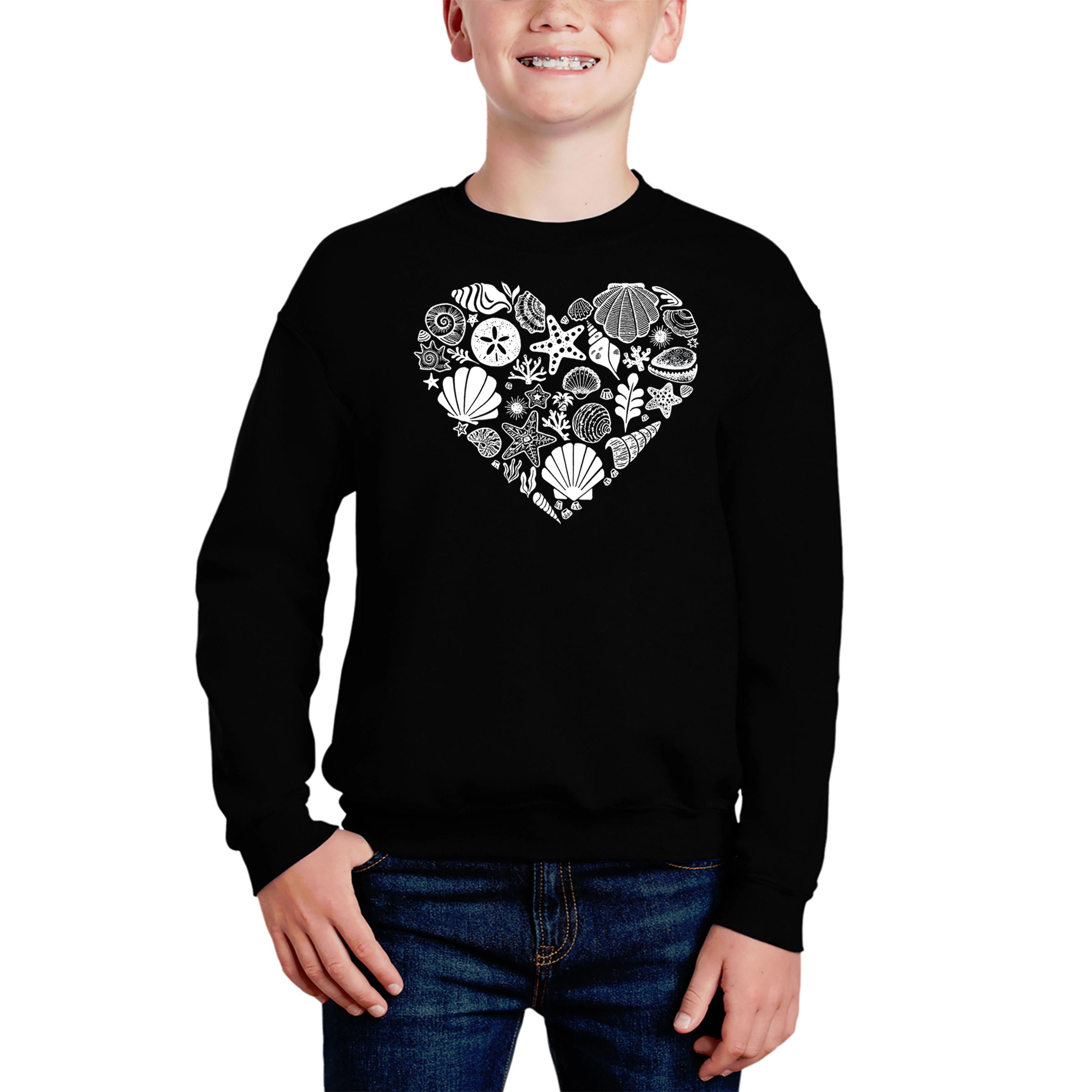 LA Pop Art Boy's Word Sweatshirt - Sea Shells