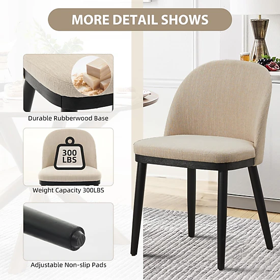 BebreezChic Modern Upholstered Fabric Kitchen Side Chairs with Thick ...