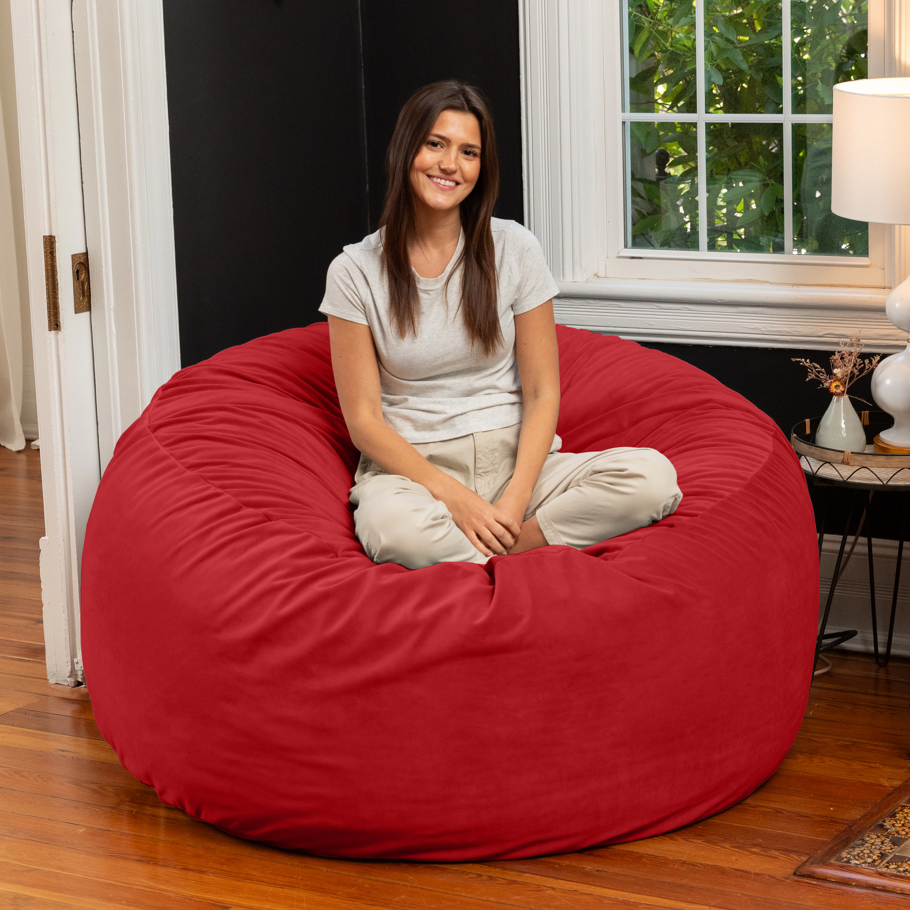 Jaxx 5 Foot Saxx - Large Round Bean Bag Chair for Adults