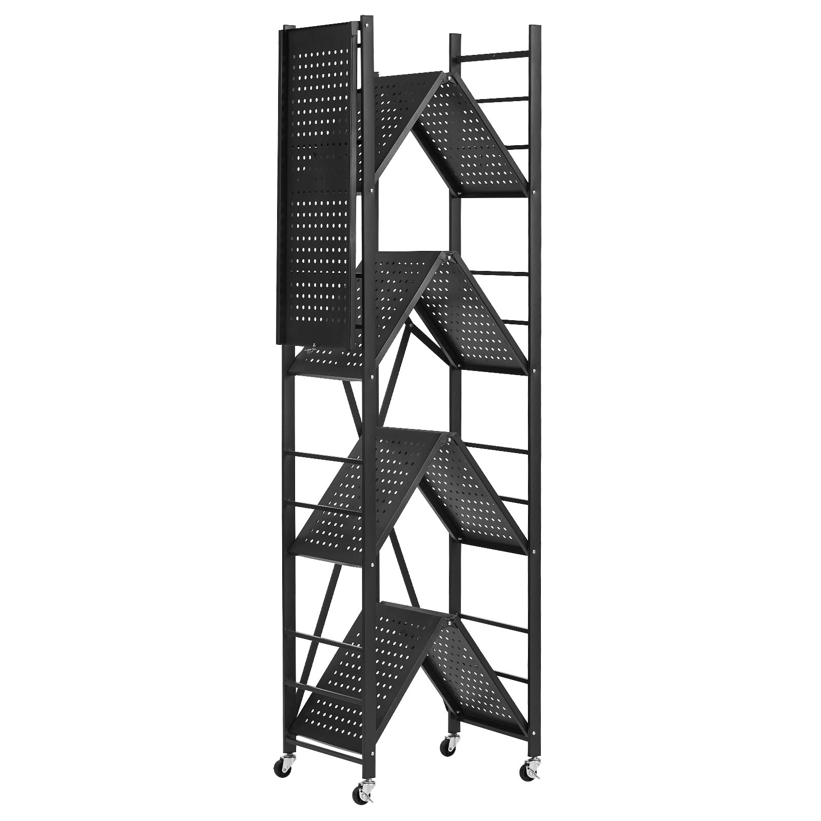 Flynama 5-Tier Foldable Storage Shelf with Wheels 28 x 13 x 66-inch Metal Shelving
