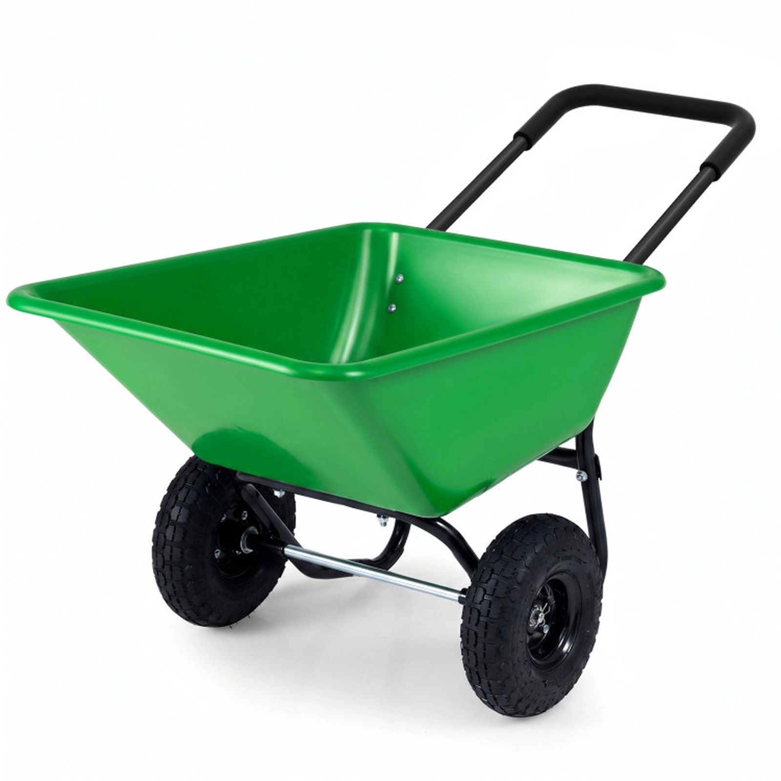 SUGIFT Dual-Wheel Wheelbarrow Garden Utility Cart with Pneumatic Tires 330-lb Capacity 21-gal Hopper Light Green