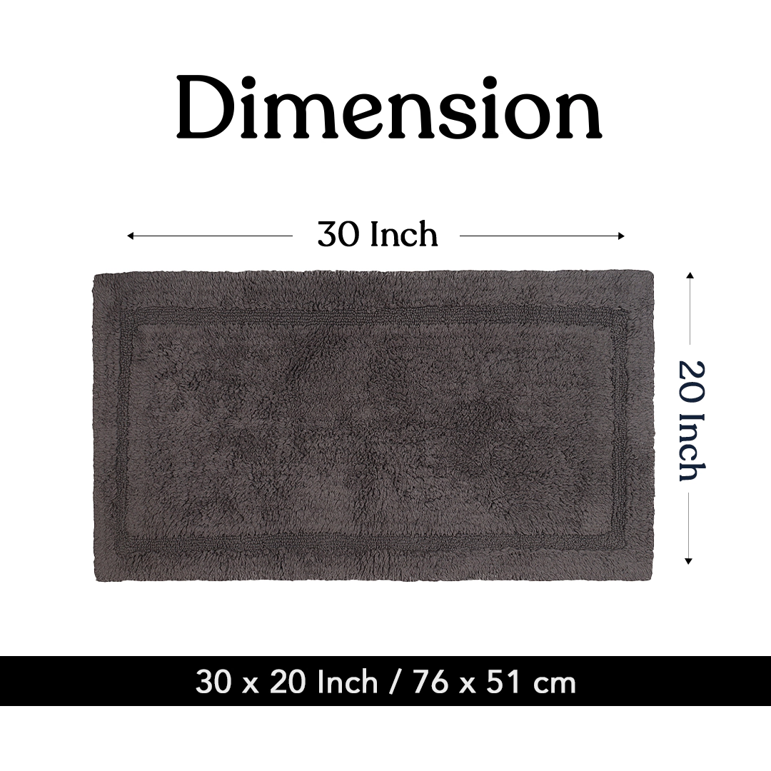 Delara GOTS Certified Organic Cotton Reversible 3000 GSM Ultra Thick Super Absorbent Soft Quick Dry Bath Mat