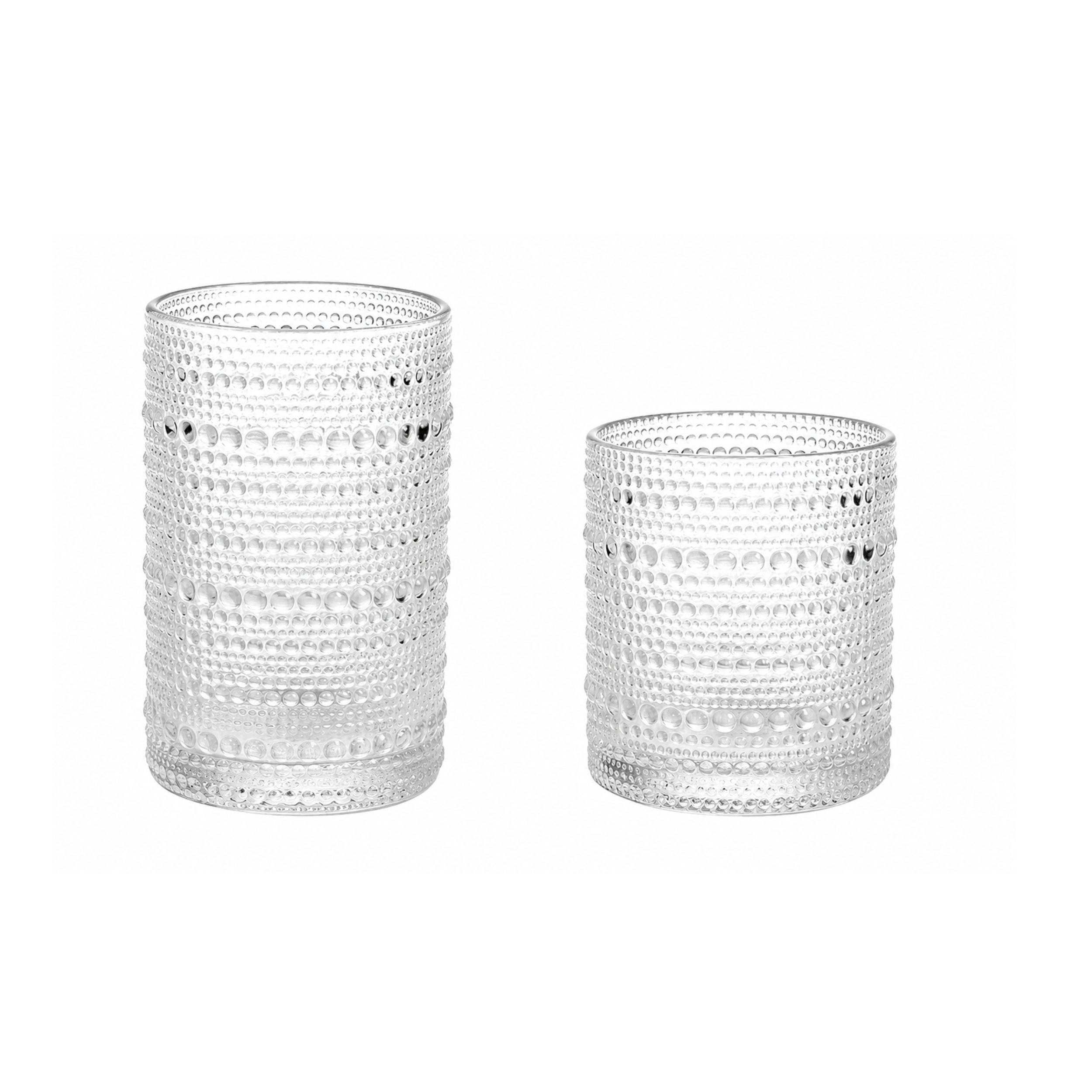 Stock Preferred Pack of 6 Vintage Embossed Clear Drinking Glasses and Cocktail Tumblers