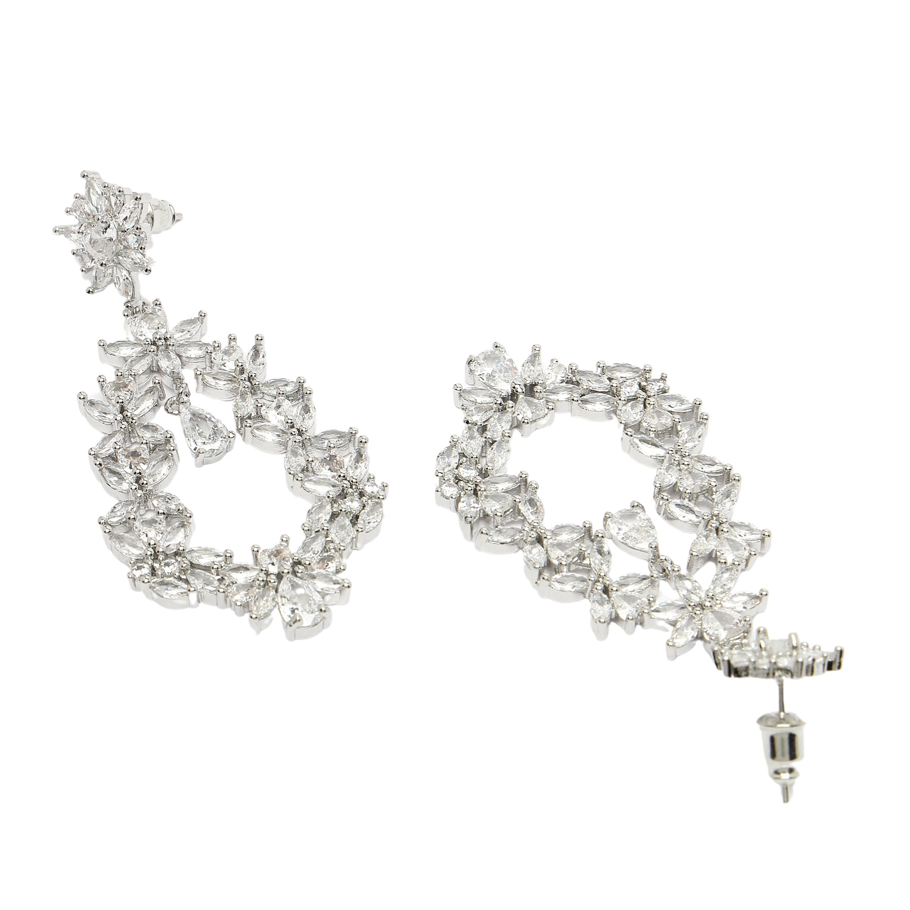 AGP PARIS Womens Diva Luxury Floral Zirconia Drop Earrings