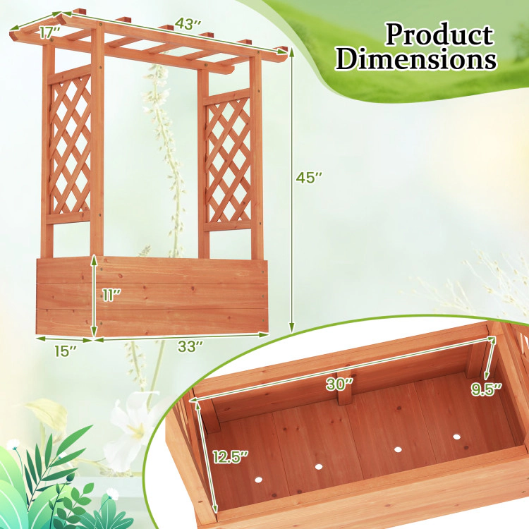 Hivvago Wooden Raised Garden Bed Elevated Planter Box with Trellis and Hanging Roof