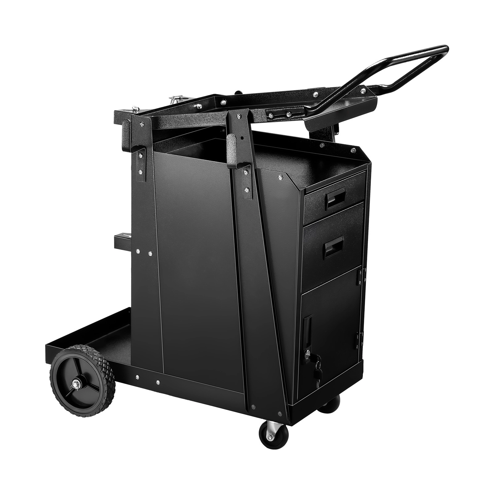 HONGGE Welding Cart with 2 Drawers & Lockable Cabinet, 350 lbs Capacity, Steel Cart for MIG TIG Welders