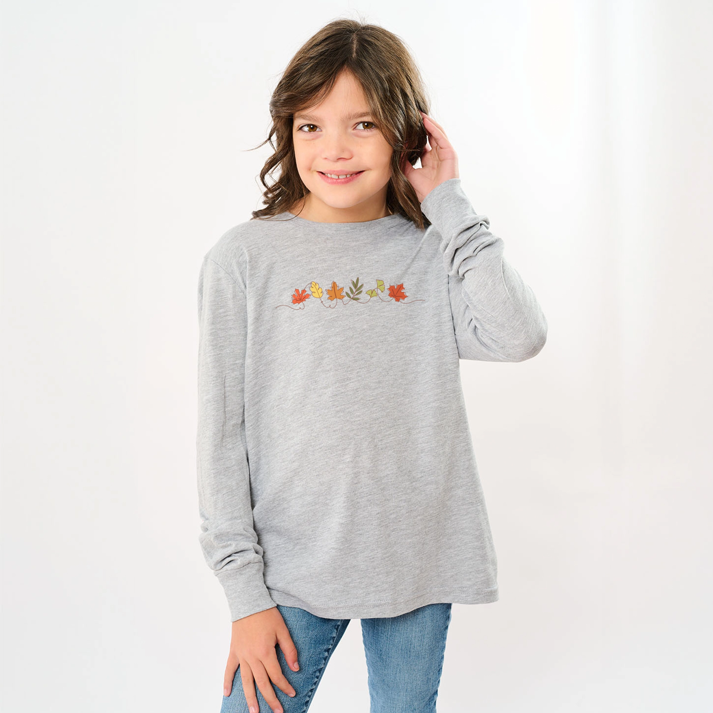 The Juniper Shop - Youth Long Sleeve Graphic T-Shirt Fall Leaves Line