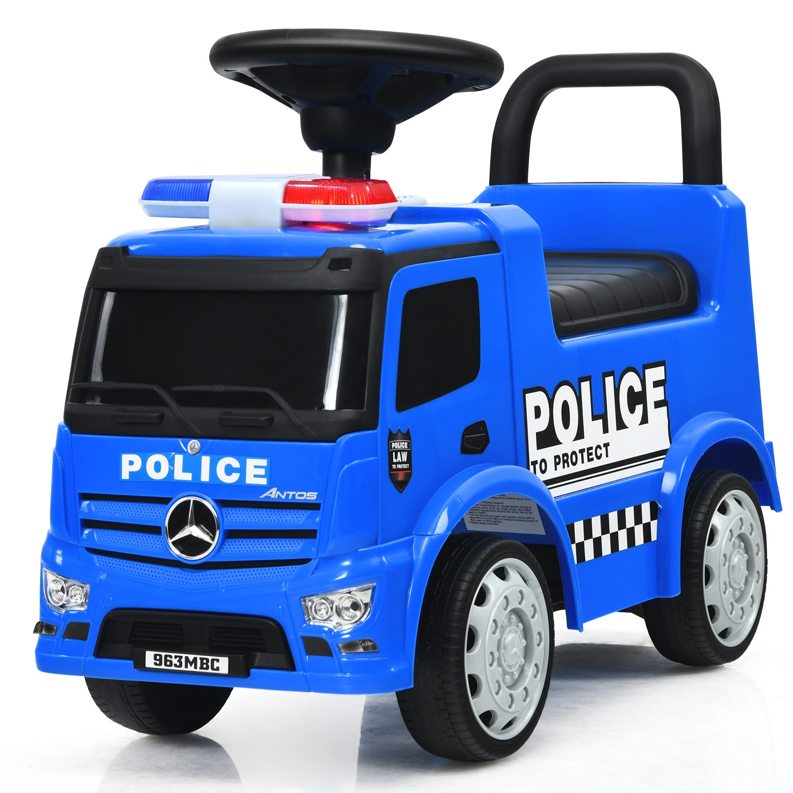 SUGIFT Kids Ride On Push Licensed Police Car Truck 55-lb Capacity Ages 12-36 Months Blue
