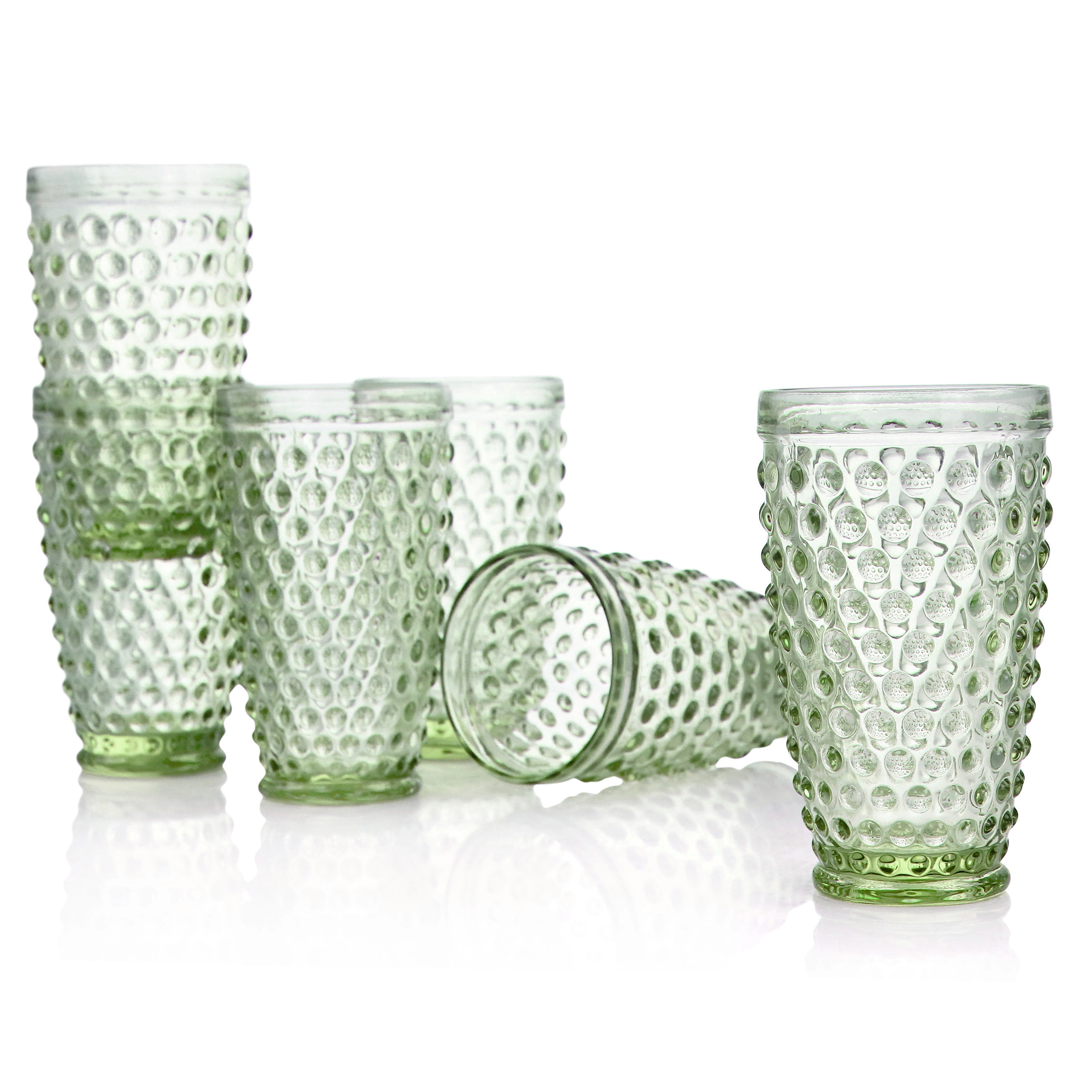 Martha Stewart 6 Piece Hobnail Handmade Glass Tumbler Set