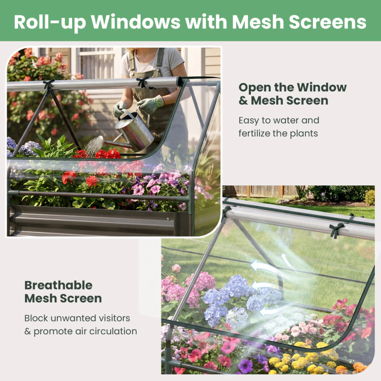Hivvago 68 x 33 21 Inch Galvanized Raised Garden Bed with Cover