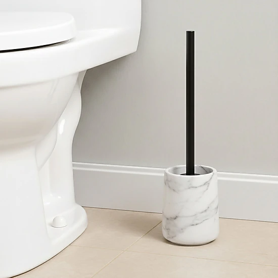 Evideco Marble-Effect Polyresin Toilet Brush Set, 2-Piece