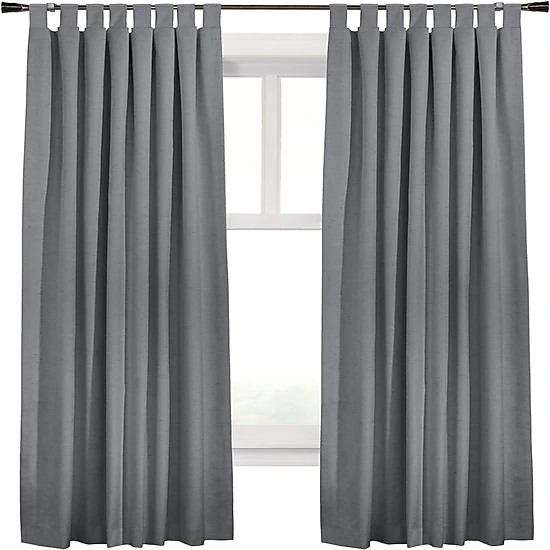 Commonwealth Home Fashions Ventura Tab Top Curtain Panel Pair Window Dressing Each 78 x 84 in Dark Grey