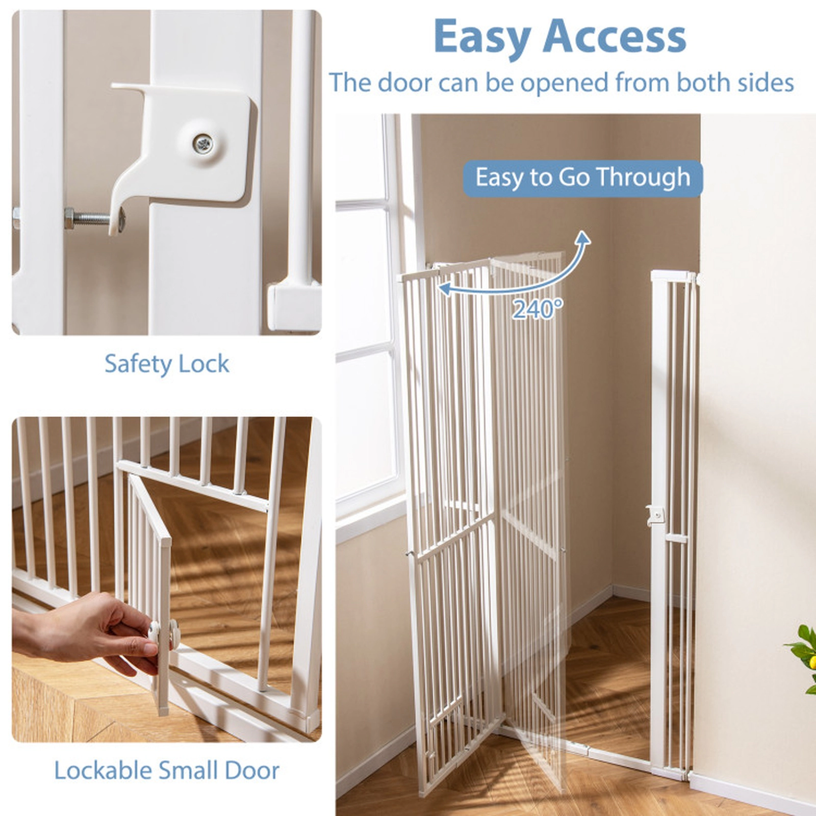 SUGIFT 67.5-in Extra Tall Pet Gate with 30.5-41-in Adjustable Wide Opening White