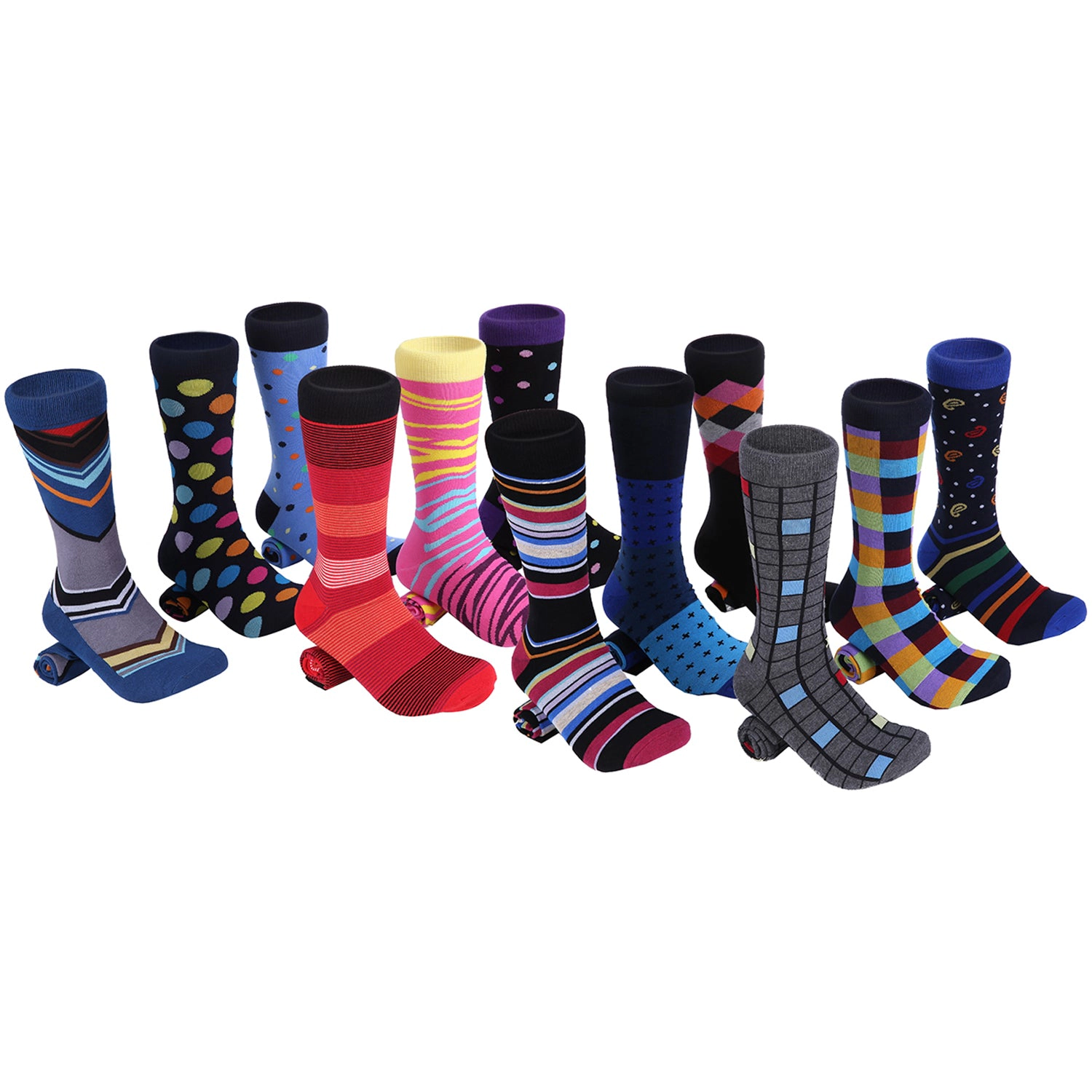 Mio Marino Men's Fashion Patterned Dress Socks 12-Pack Gift Set