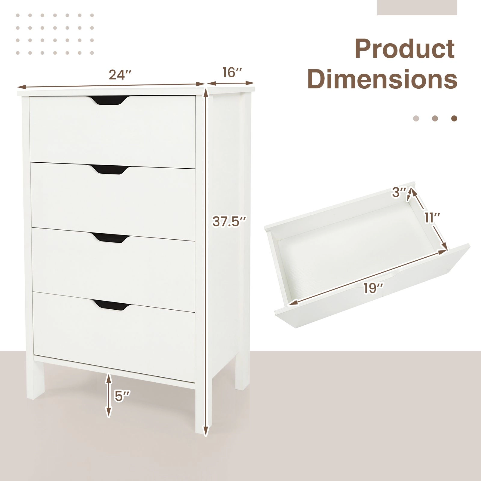 SlickBlue 4-Drawer Tall Storage Dresser with Spacious Countertop