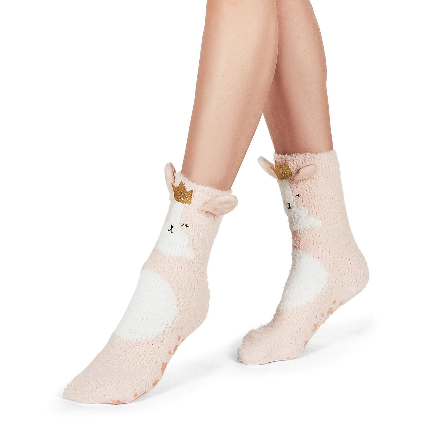 MeMoi Princess Critter Plush Non-Skid Crew Socks