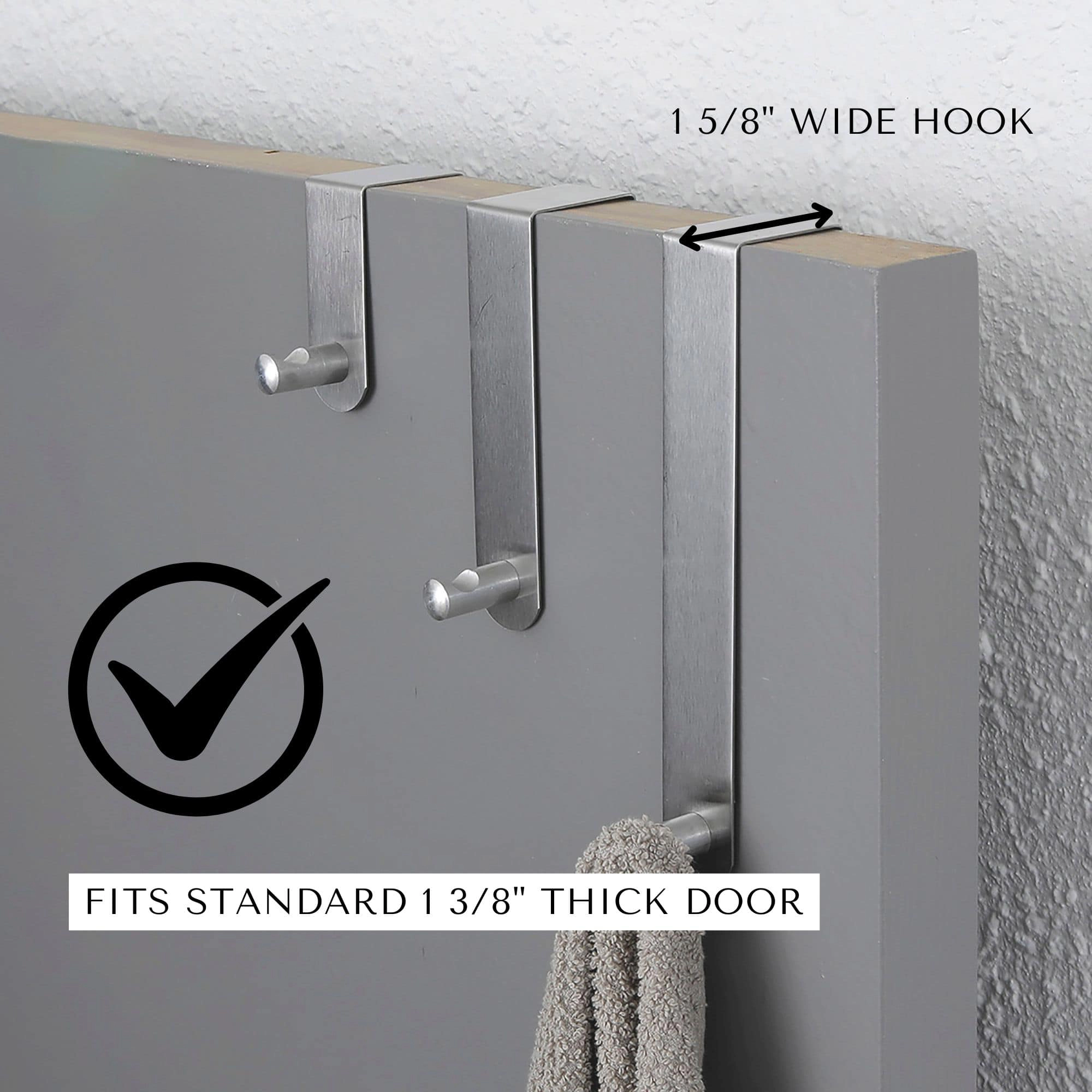 Evideco French Home Goods 3-Pack Stainless Steel Over-the-Door Hooks - Large, Medium, Small