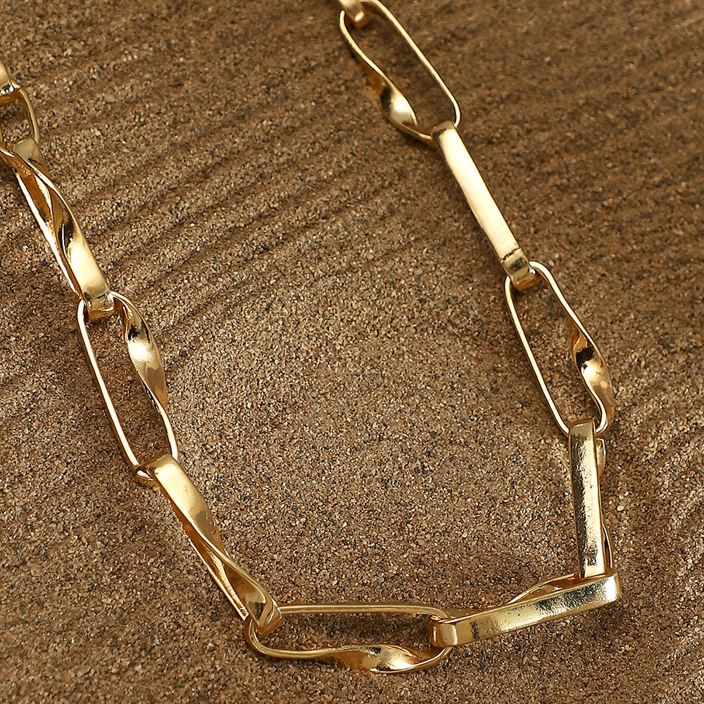 SOHI Women's The Chunky Twirl-Link Chain Necklace - California Gold