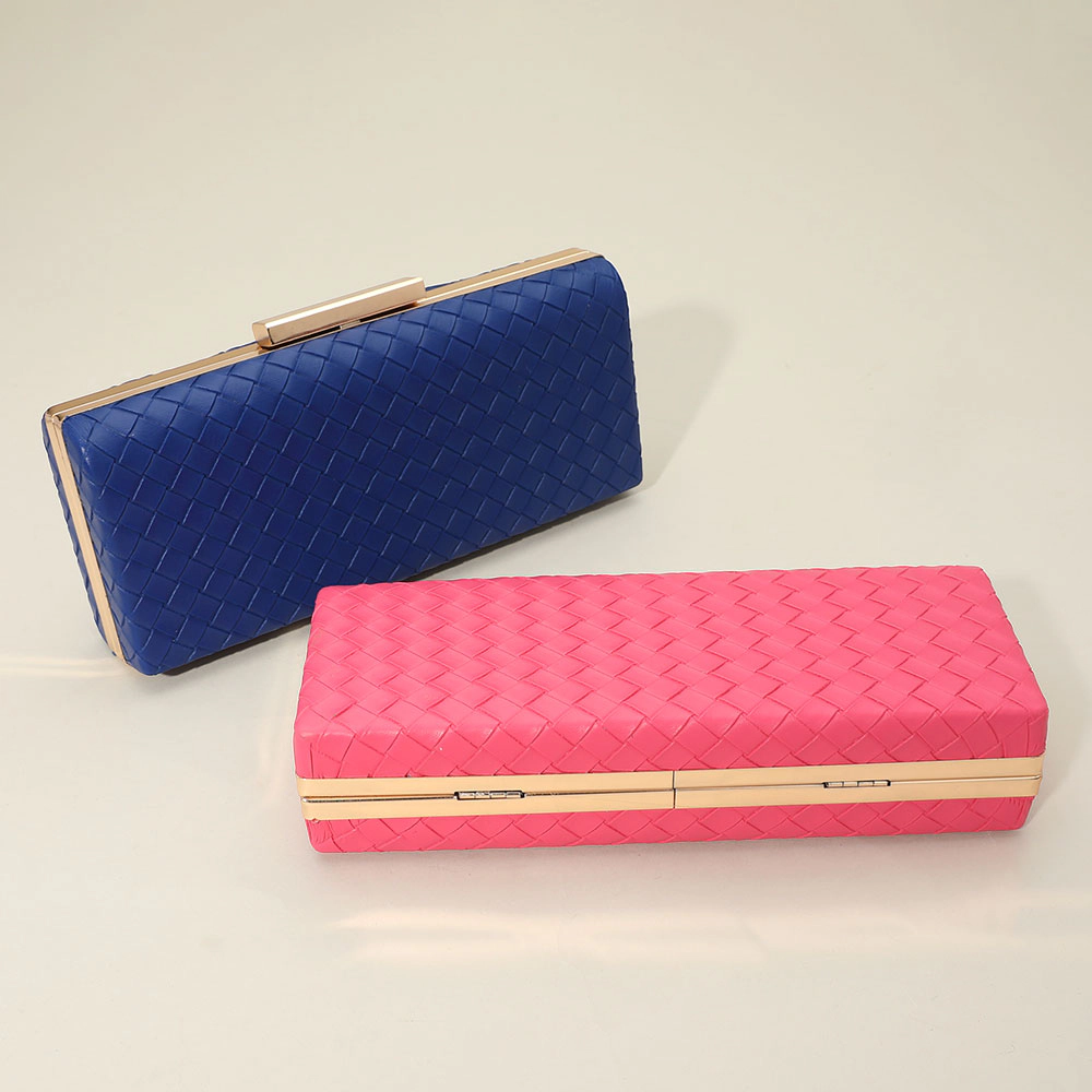 Fashnzfab Faux Leather Basket Weave Clutch Evening Bag / Crossbody Bag