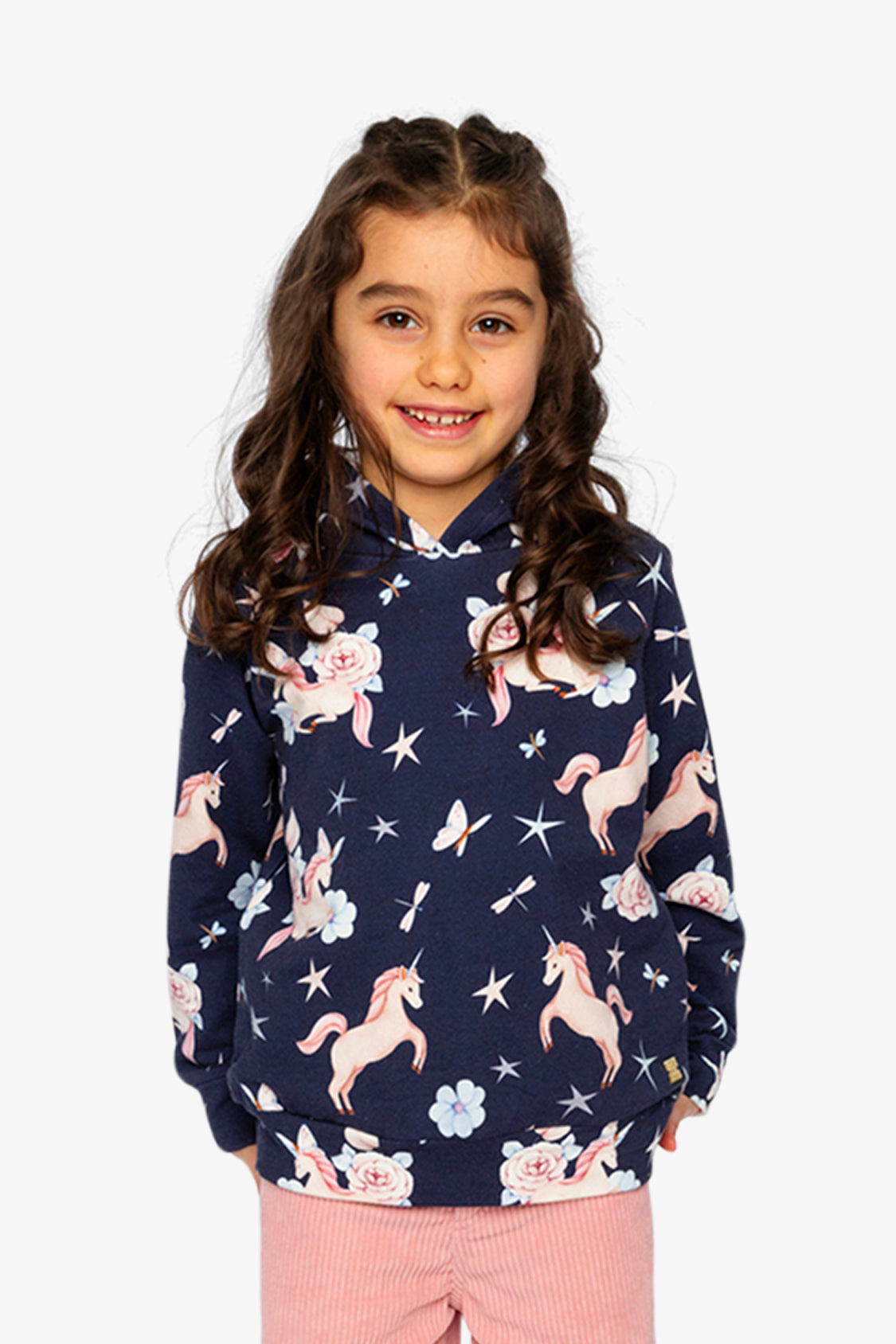 Deux par Girls Unicorn Print Raglan Sleeve Fleece Hoodie