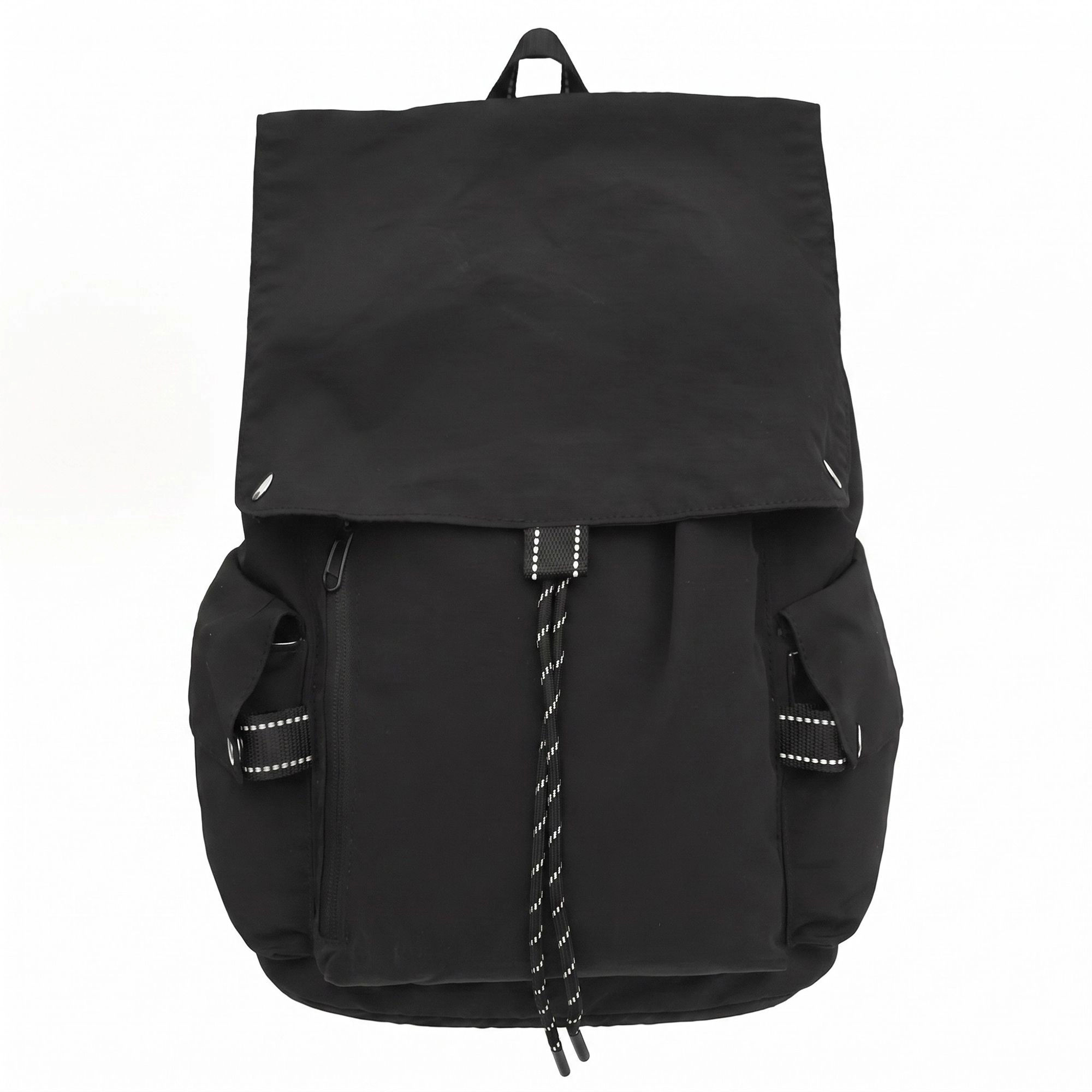 Alilang Women's Canvas Flap Backpack with Drawstring Closure Side Pockets and Adjustable Shoulder Straps
