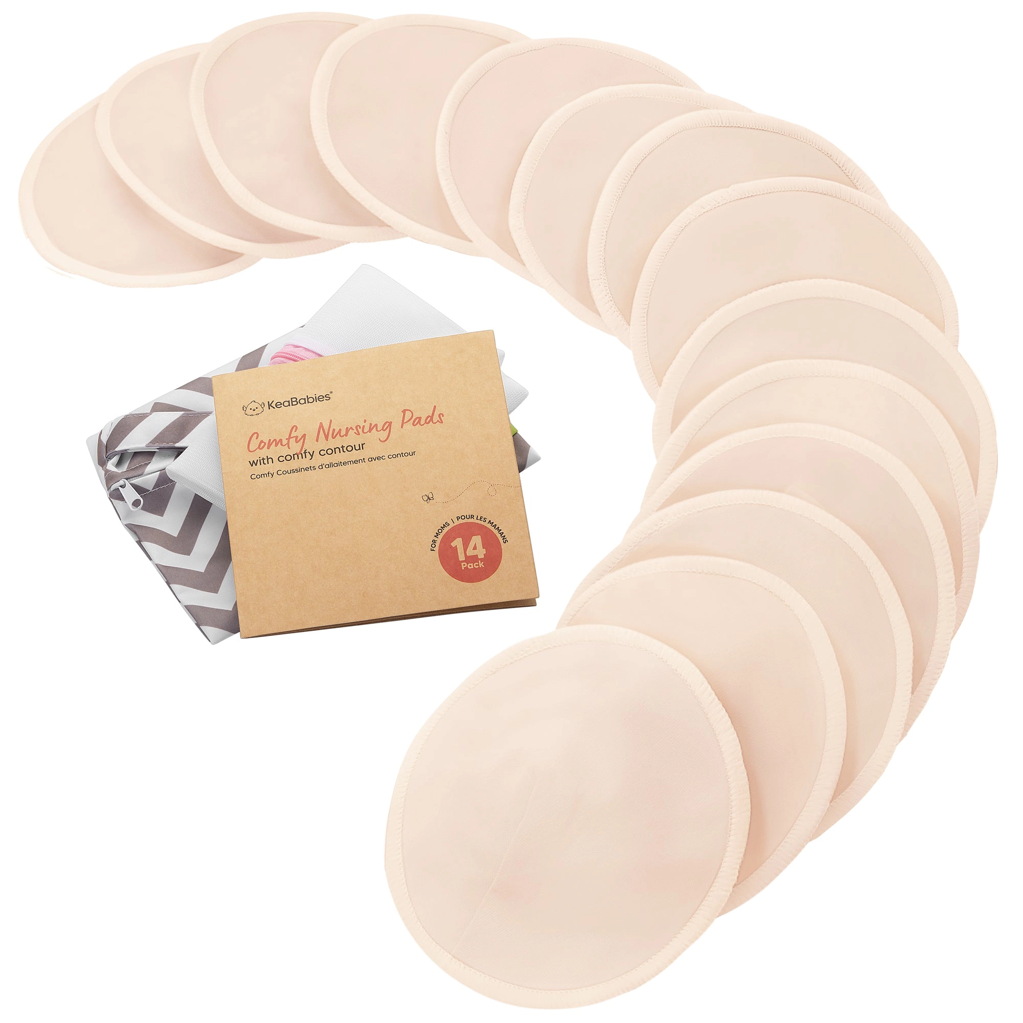 KeaBabies 14-Pack Comfy Nursing Pads (Bare Beige)