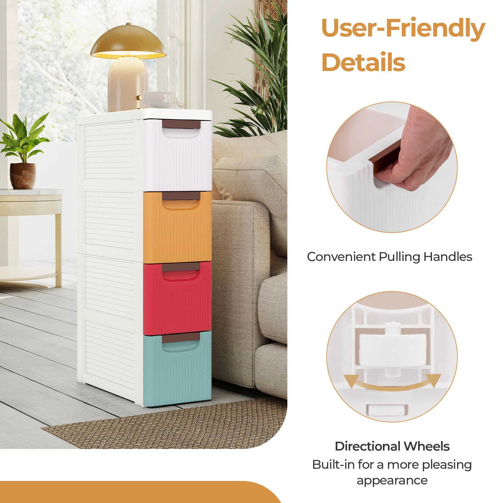 SlickBlue 3-Drawer Slim Rolling Storage Cabinet Organizer