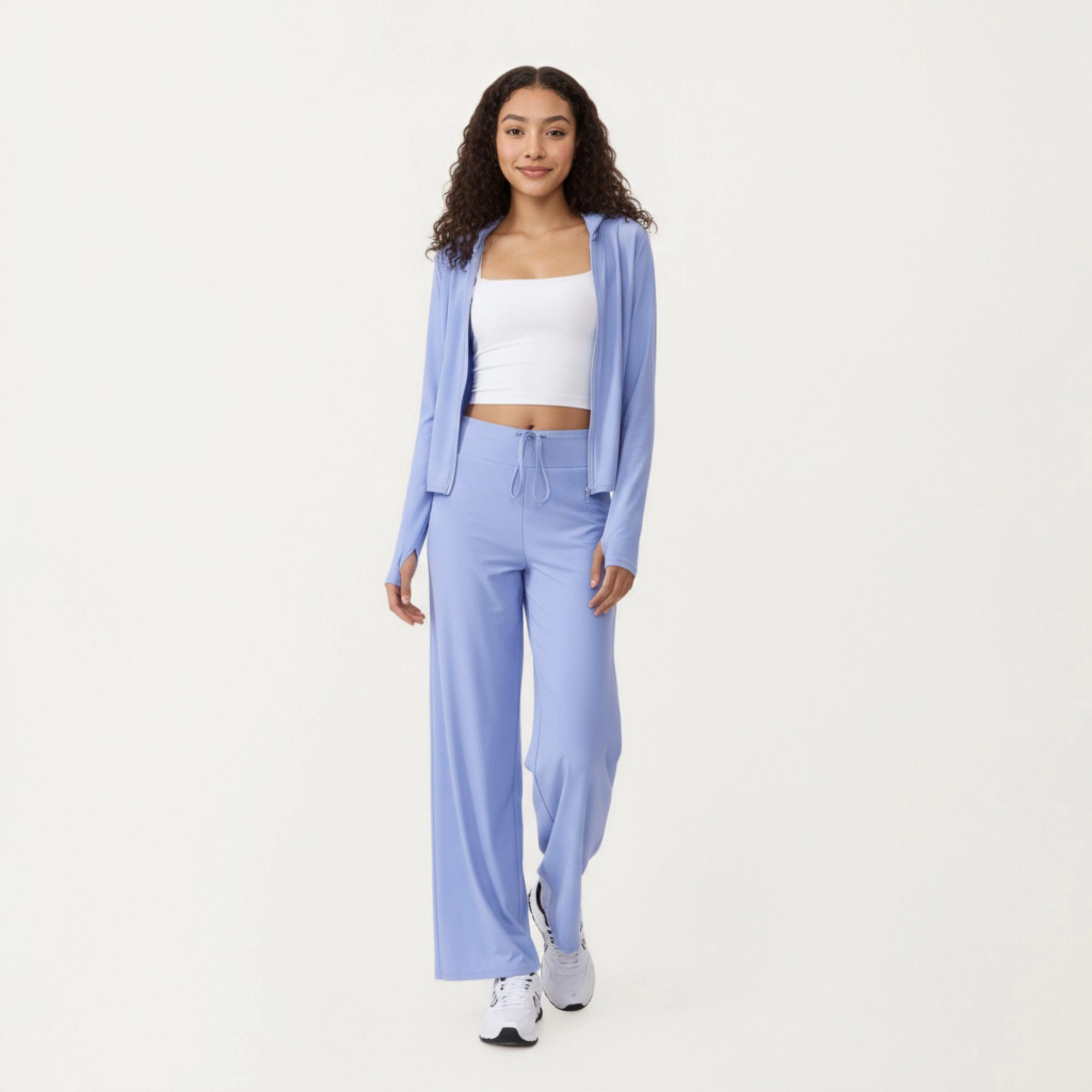 Anna-Kaci Women's High-Waist Wide-Leg Sweatpants with Drawstring Waistband
