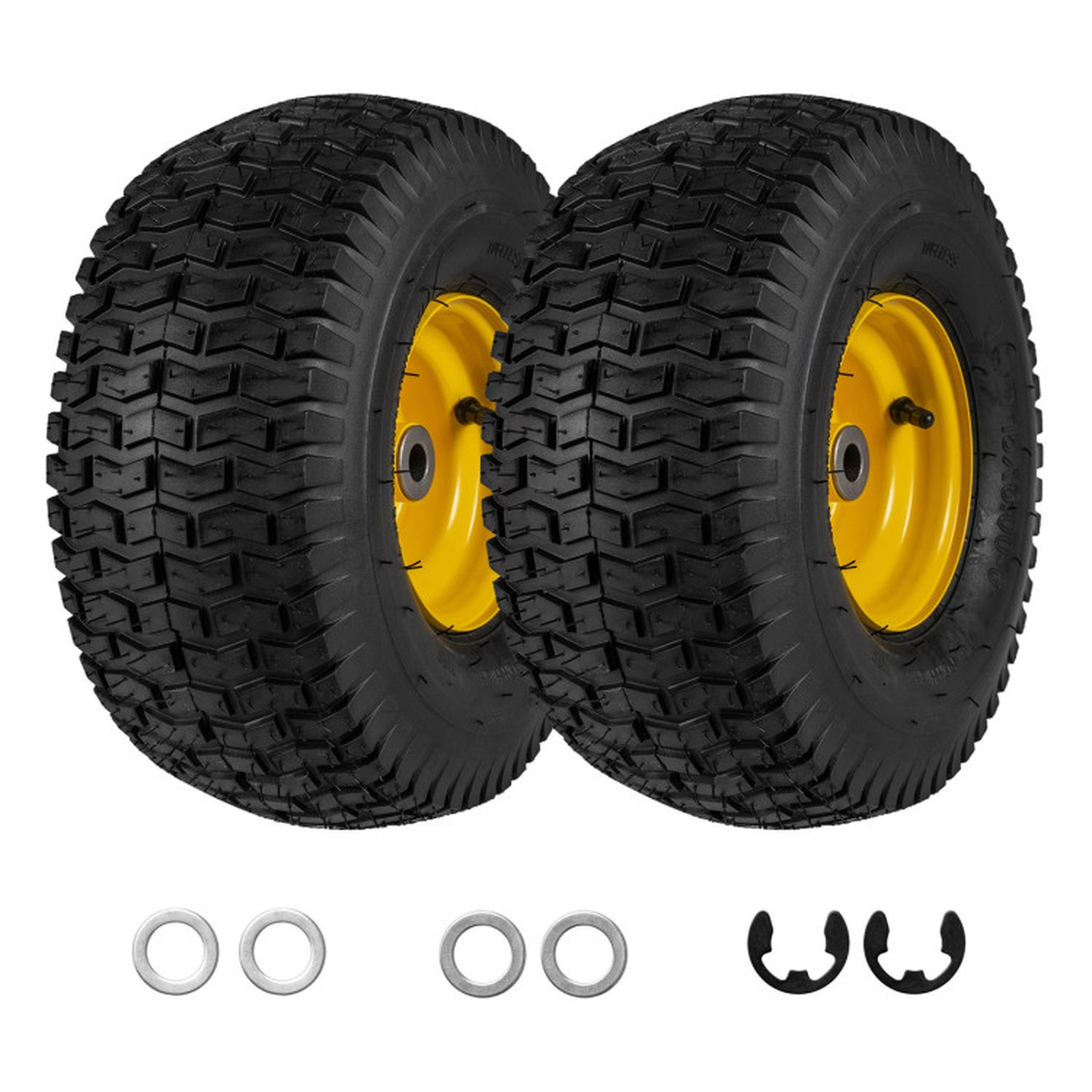 SUGIFT Set of 2 Tubeless Pneumatic 4-Ply Lawn Mower Tires 15 x 6.00-6 15-in Diameter 6-in Rim 30-PSI 440-lb Yellow