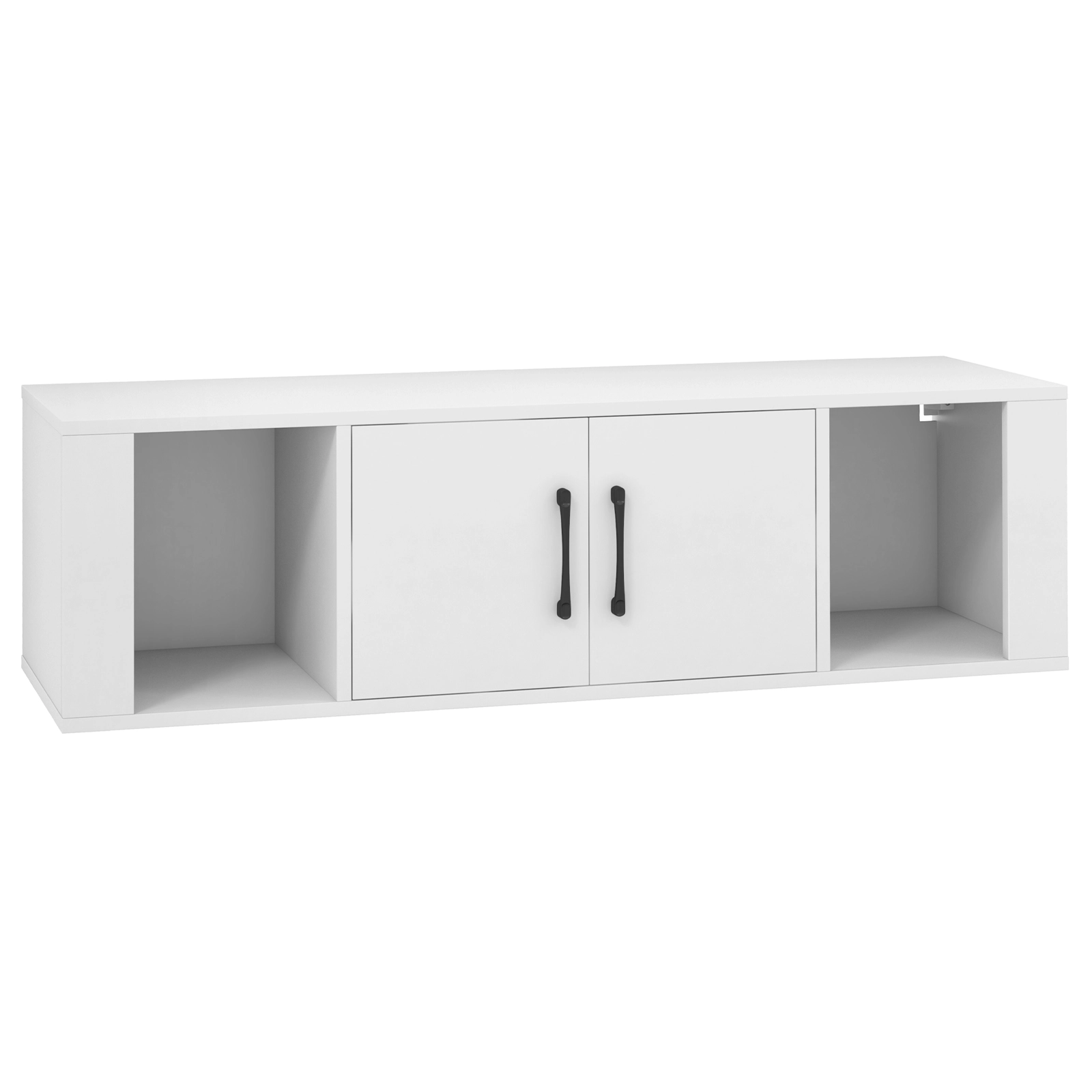 Hivvago Wall Mounted Floating 2 Door Desk Hutch Storage Shelves-White