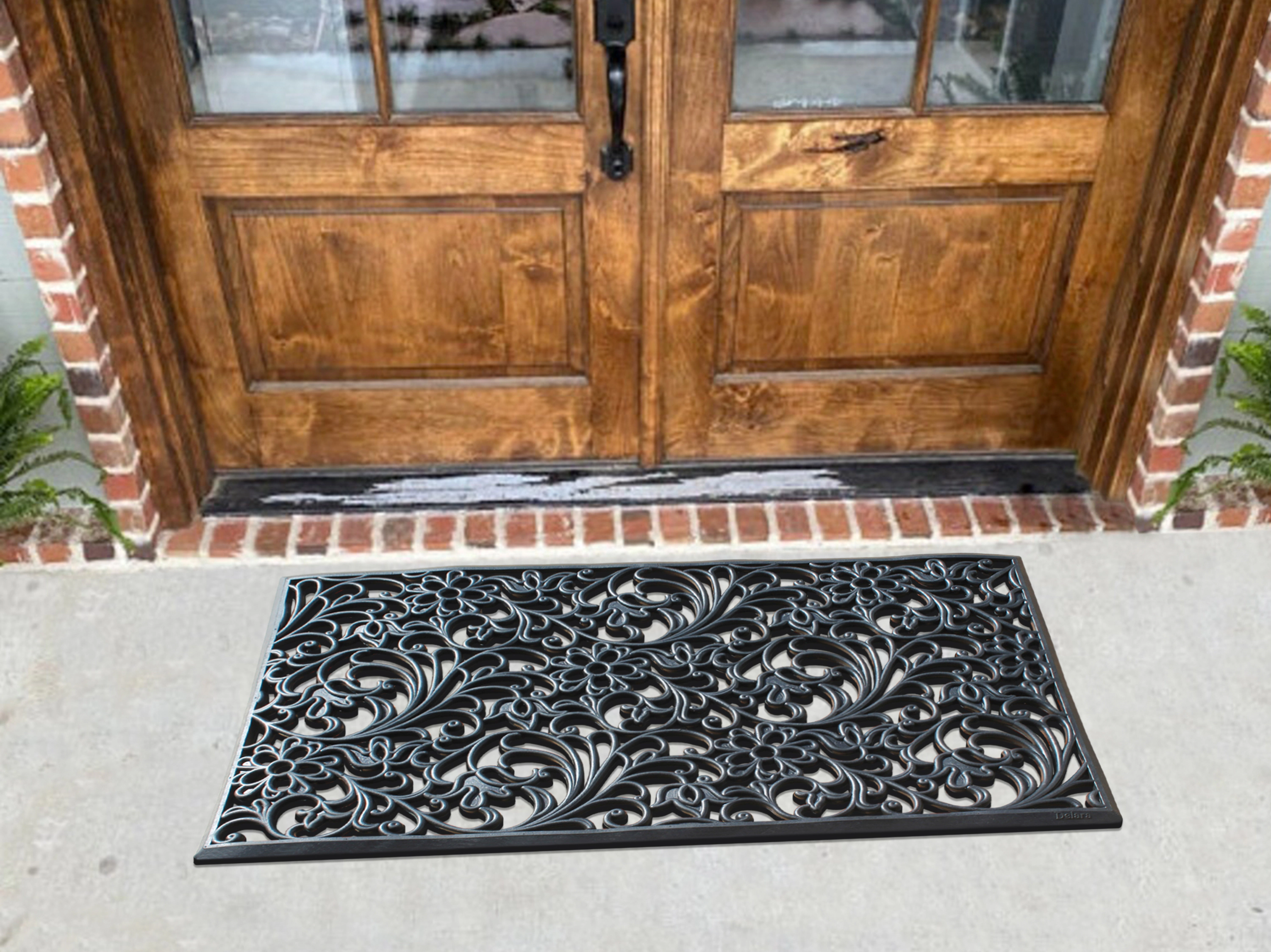 A1 Home Collections 20 lb Heavy Duty Rubber Doormat Non-Slip Drainage Front Door Mat 30 x 48 In