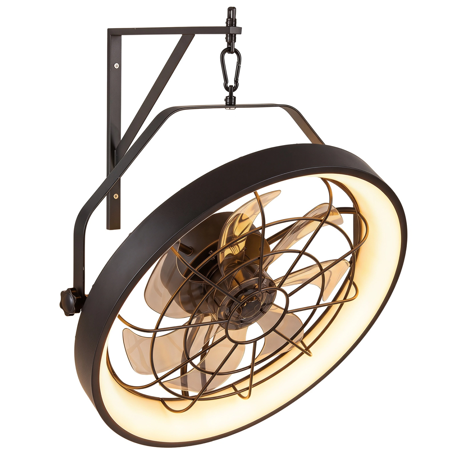 SUGIFT 20-in 6-Speed 180 Degree Adjustable Black Wall Mounted Fan with 3CCT Dimmable LED Light and Timer
