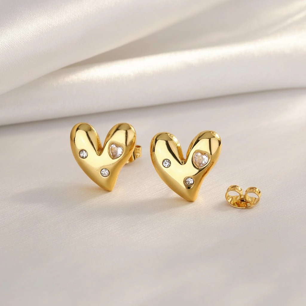 DressAtR Women's Heart 18K Gold Plated Jewelry Set
