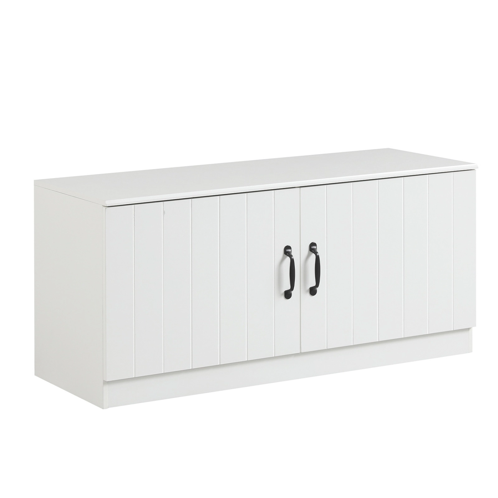SUGIFT 2-Door Shoe Bench Shoe Storage Cabinet with Adjustable Shelves 300-lb Top Capacity 44-lb Shelf Capacity White
