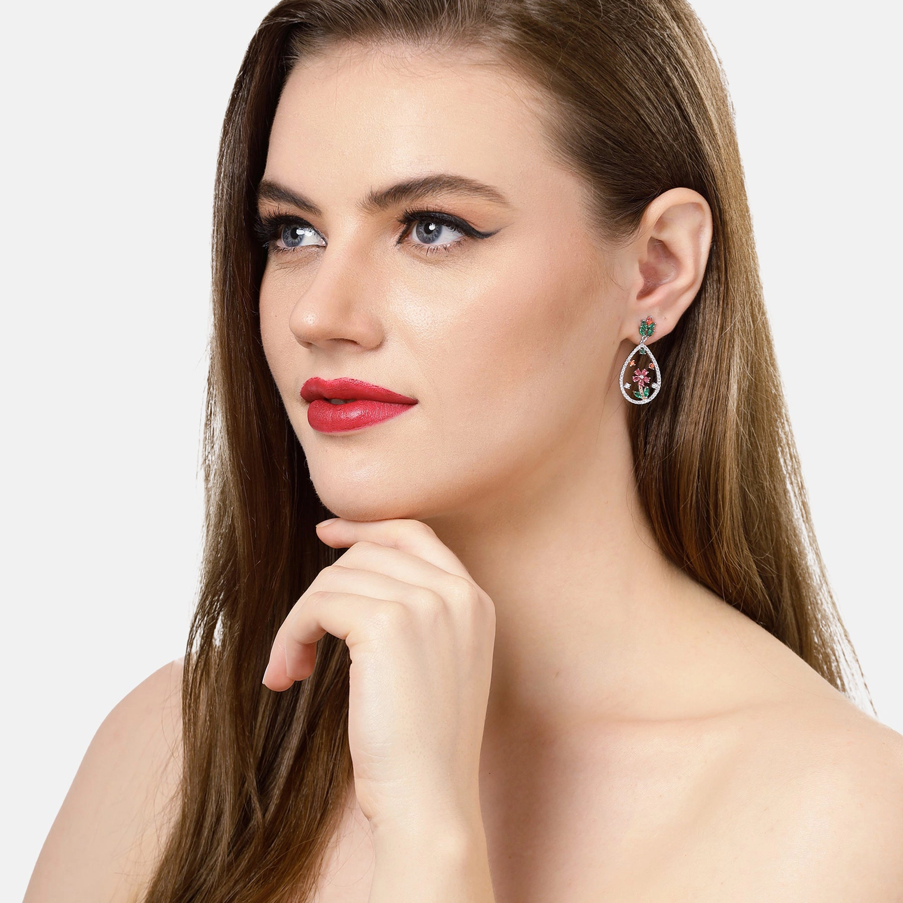 AGP PARIS Womens Floral Drop Earrings