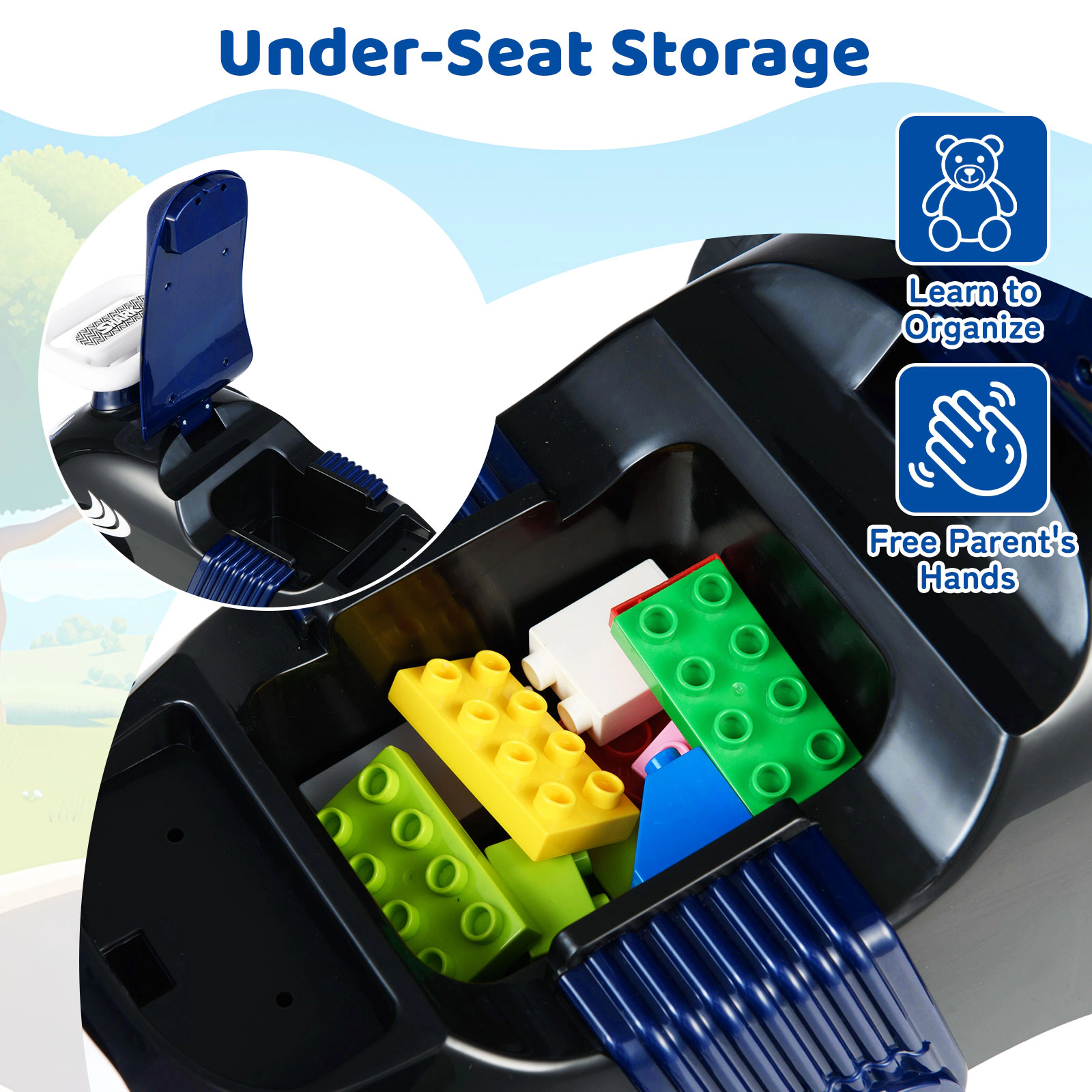 Kids Ride on Sliding Car 12 Songs Steering Wheel Under Seat Storage 19-36 Months 33-lb Limit