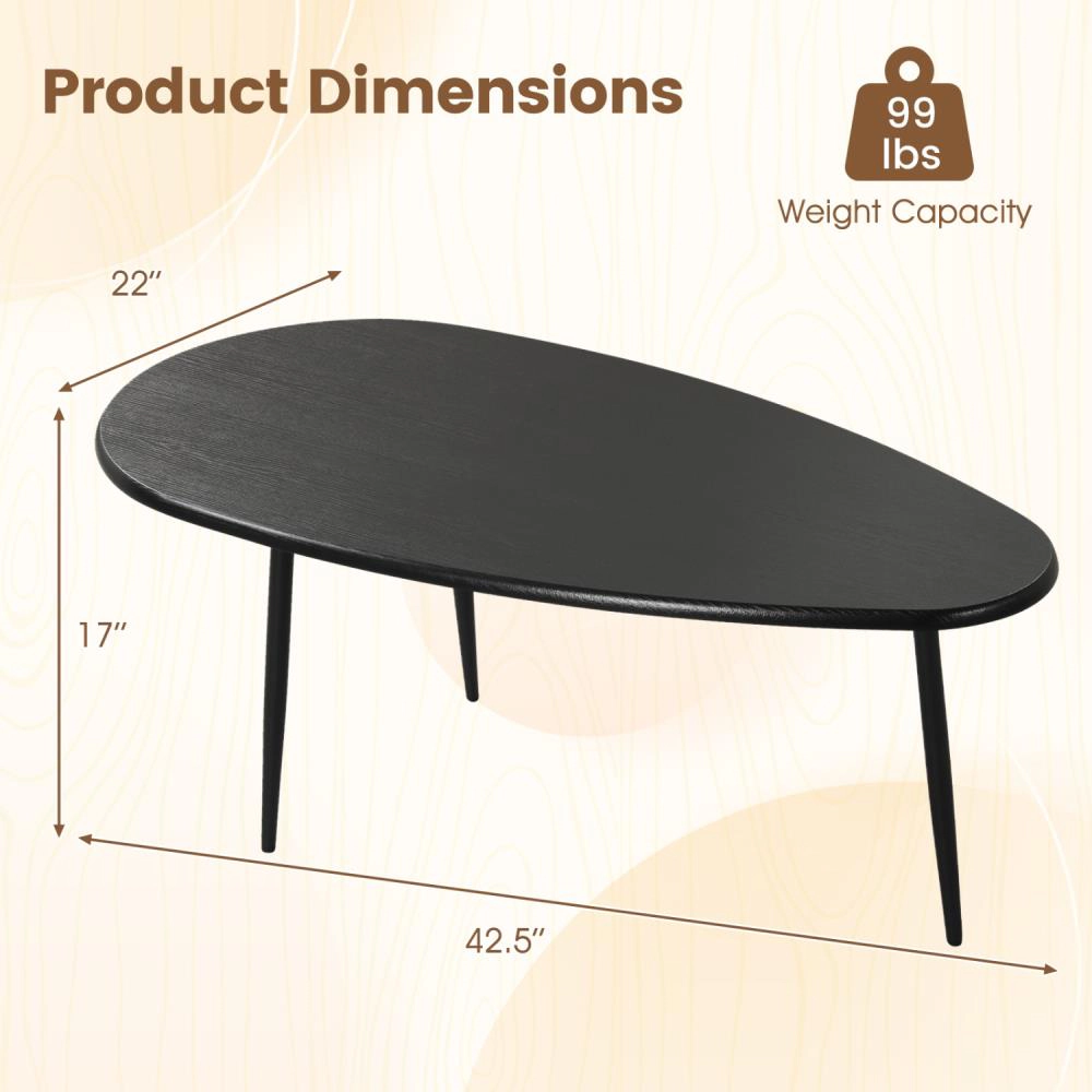 Hivvago Oval Coffee Table Mid Century Center With Sturdy Metal Construction