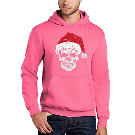 LA Pop Art Santa Skull - Men's Word Art Hooded Sweatshirt