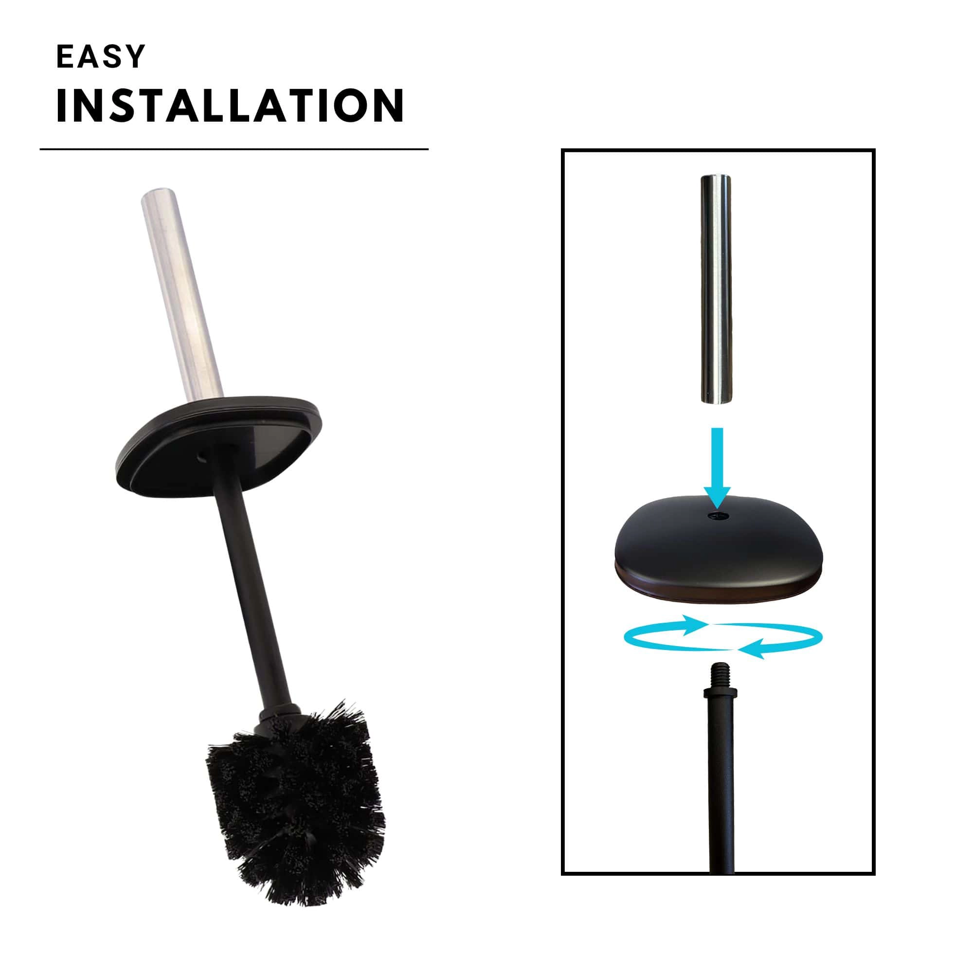 Evideco French Home Goods Square Metal Toilet Brush and Holder Set