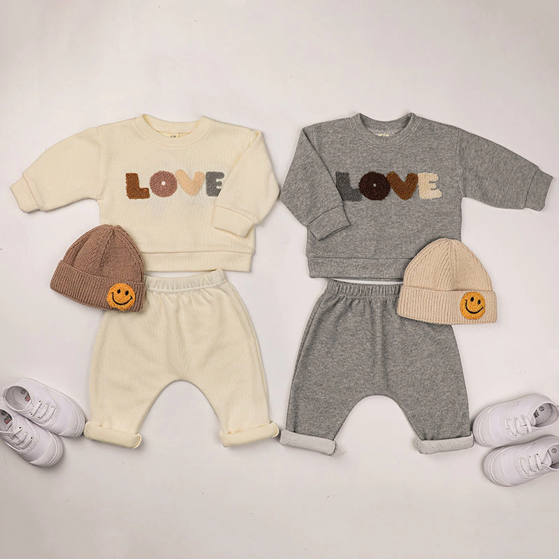 MyKids-USA LOVE Graphic Hoodies Combo Pants Kids Valentine's Day Sets