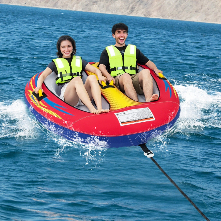 SUGIFT Teen Red Towable Boat Tube with 36-in Cockpit Seat and Bottom Drainage 69-in W 68-in D 340-lb Load Capacity