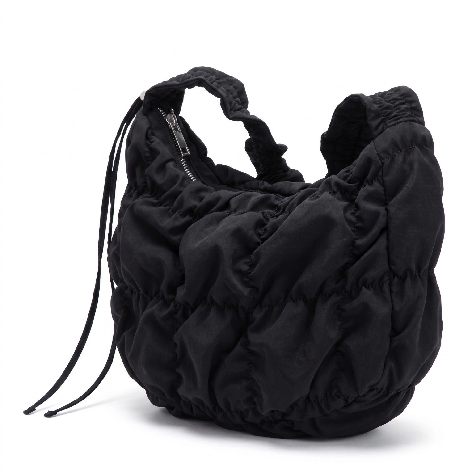 Alilang Women's Ruched Puffer Shoulder Bag with Gathered Strap and Top Zipper Closure 10.5x8.5x3in