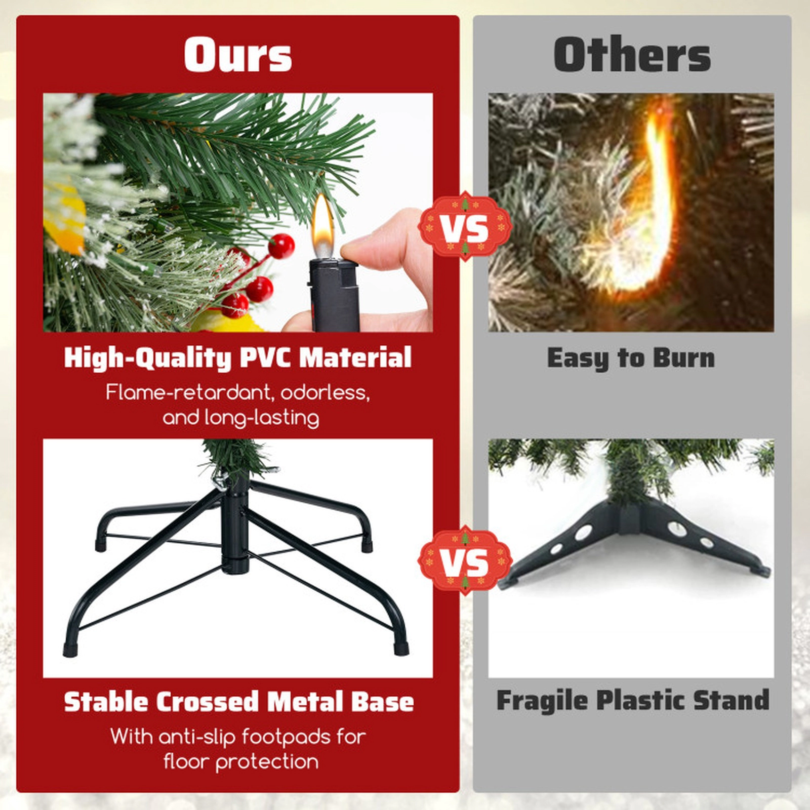 SUGIFT 7.5-ft Pre-Lit Artificial Christmas Tree with 1096 Branch Tips 460 LED Lights and 8 Light Modes
