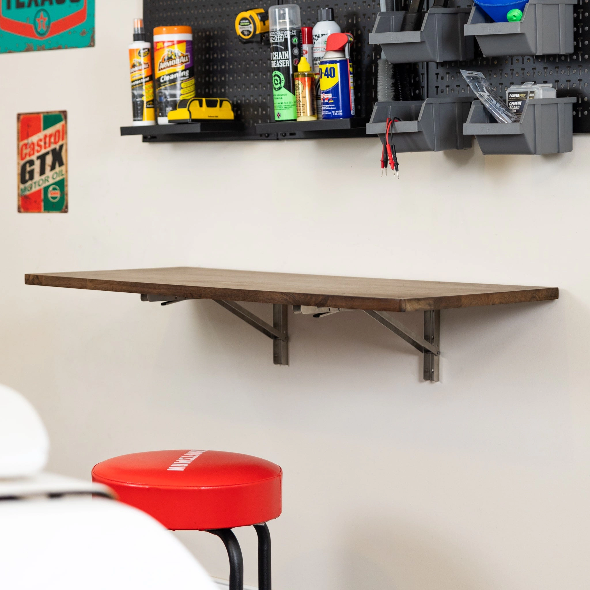 StoreYour Wakefield Foldable Workbench, Dark Wood Tabletop with Stainless Hardware, Heavy-Duty Table