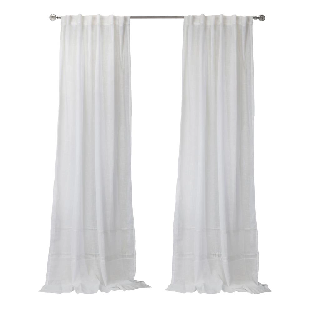 Habitat Alicante Sheer Dual Header Slub Sheer Fabric Curtain Panel for Brighten Any Living Space 52" x 95" White
