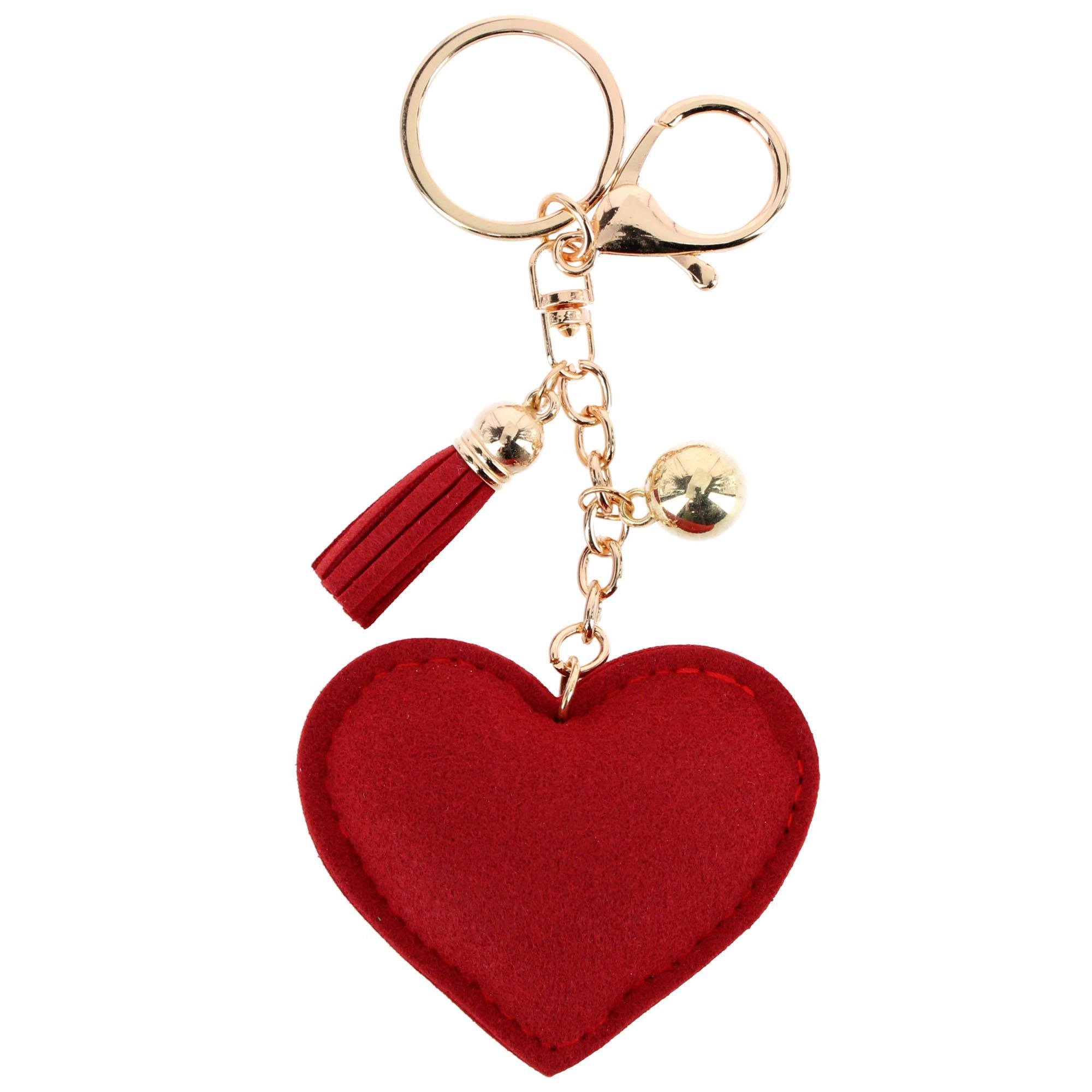 CTM Women's Red Rhinestone Smiley Heart Bag Charm