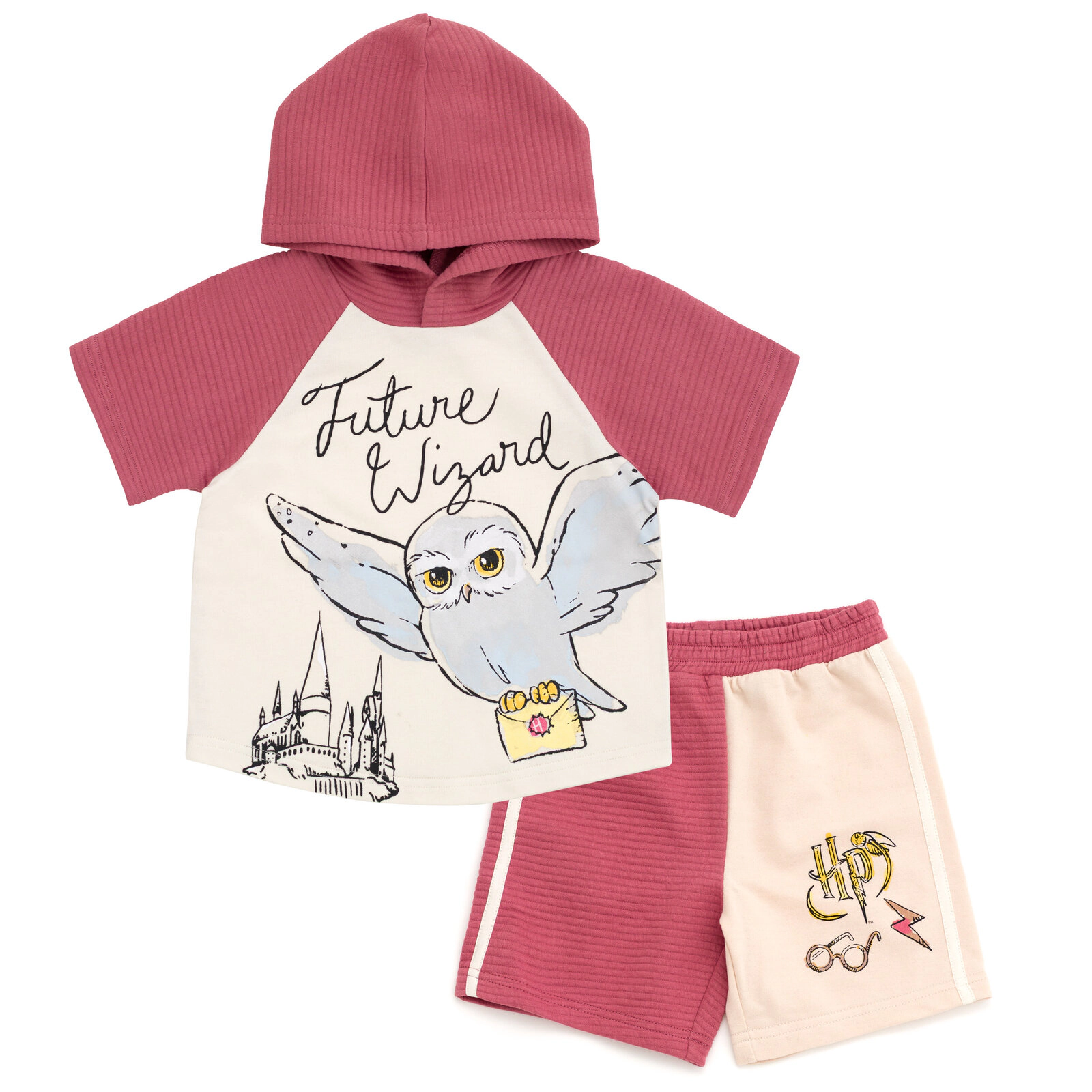 Harry Potter Hedwig Boys' 2-Piece Hooded Tee and Shorts Set